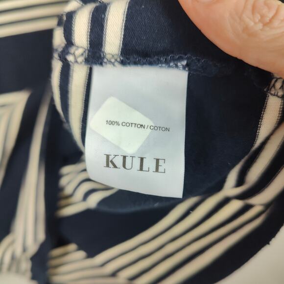 Kule The Boyfriend Top Womens Small Navy Stripe Cream Stripe Long Sleeve Preppy - Picture 7 of 9